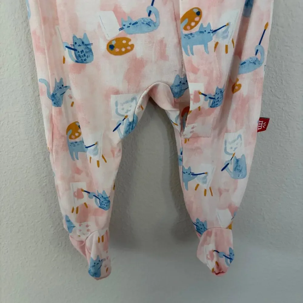 Magnetic Me Arts & Cats Modal Footie Pajama (0-3m)